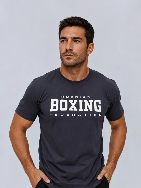 Футболка с принтом BOXING графит